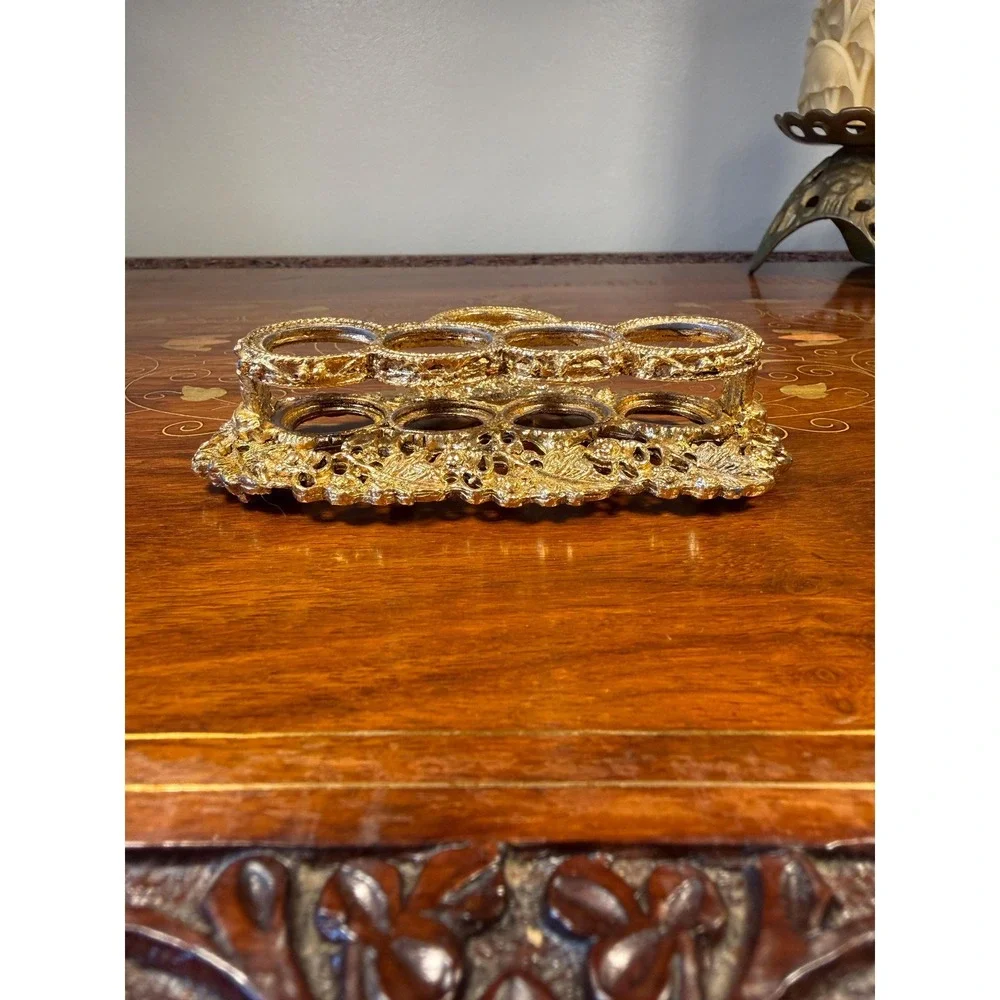 Vintage Hollywood Regency‎ Lipstick Holder • Gold Ormolu Style Vanity Organizer